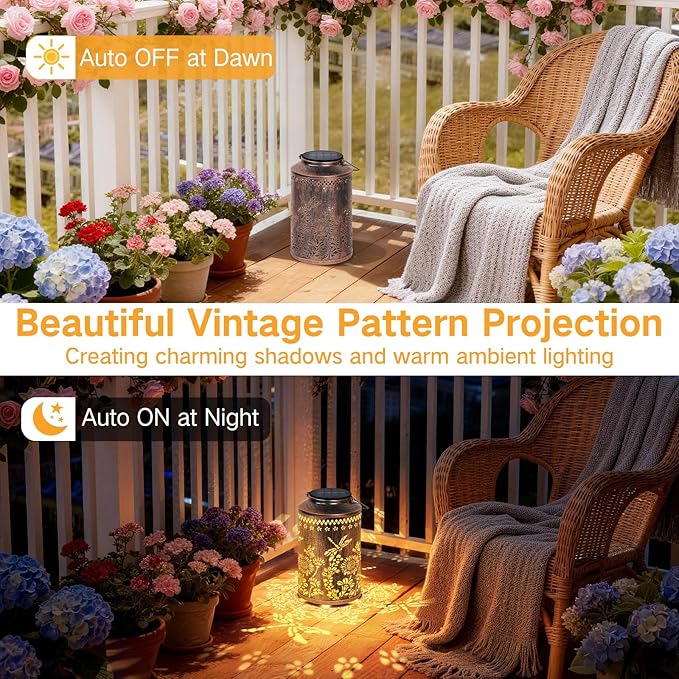 OUTONLIFE Dragonfly Outdoor Solar Lanterns, Waterproof Metal Hanging Solar Lights for Outside Yard, Garden, Patio, Lawn, Pathway Decorations, Birthday Gifts for Women Mom Grandma