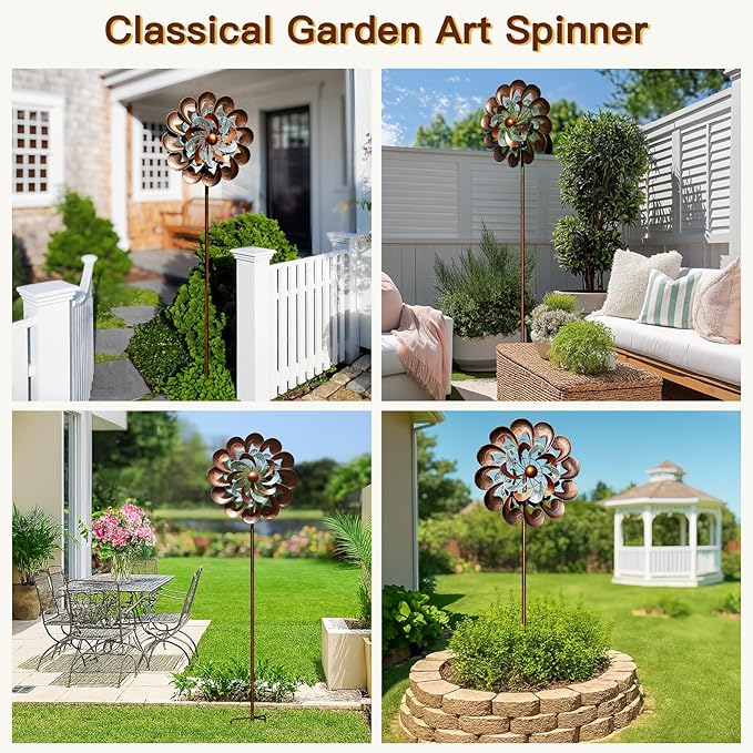 Pure Echo Metal Wind Spinner Outdoor, Wind Spinners for Yard and Garden, 84 inch Wind Sculptures & Spinners, Windmill for Yard Art