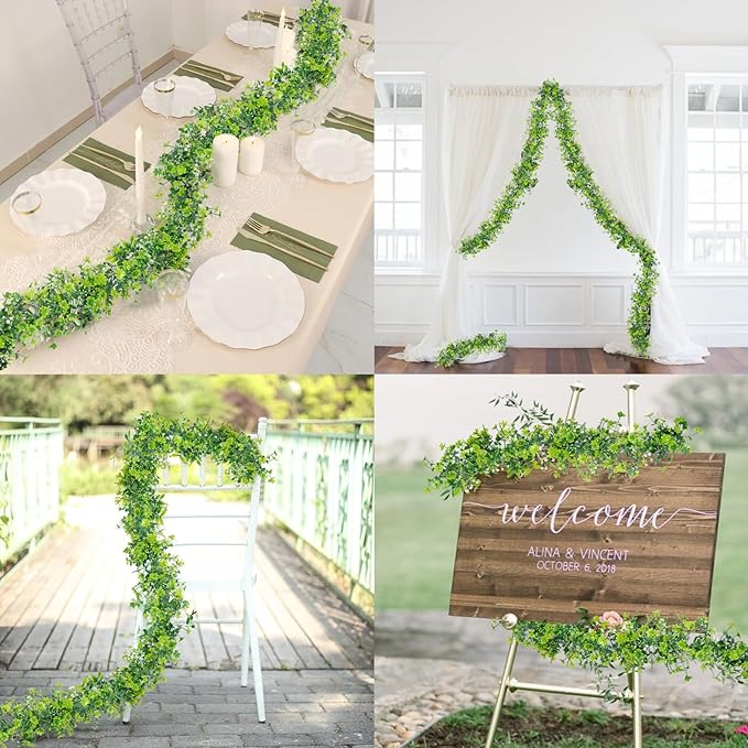 GTIDEA 2 Strands 69" St Patrick's Day Faux Greenery Four Leaf Clover Garland Artificial Ivy Vines Garland for Spring Home Front Door Festival Party Indoor Outdoor Wall Garden Decor