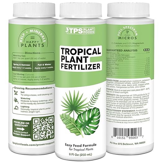 TPS NUTRIENTS Tropical Plant Fertilizer for All Tropical Indoor and Outdoor Plants, Liquid Plant Food, 32 oz (1 Quart)