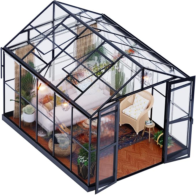 Jocisland 7.5x9.4x7.4 FT Outdoor Aluminum Polycarbonate Greenhouse with Ventilation and Rain Gutter, 2 Swing Doors with Hook, Walk in Greenhouse for Outdoors Backyard Garden