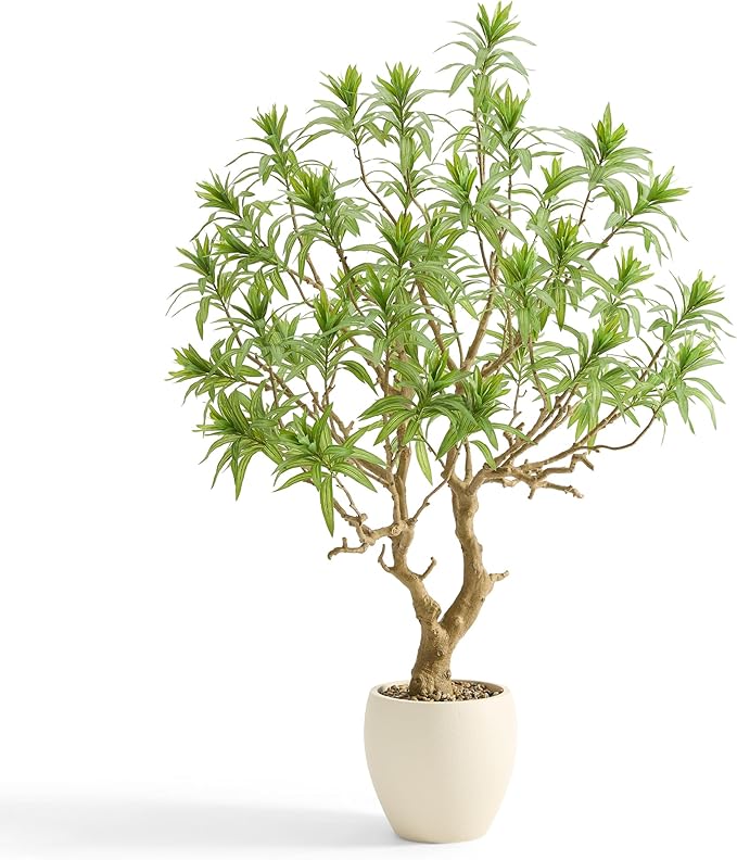 7FT Large Luxury Artificial Dracaena Reflexa Tree with Pot, Extra Lush Stereoscopic Shape, 5 Minutes Easy Set-up, Tall Indoor Fake Plant, Realistic Trunks & Leaves for Home, Office Décor