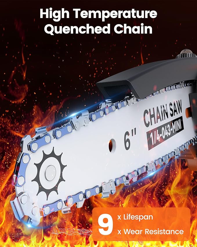 Mini Chainsaw Cordless, 8 inch & 6 inch Electric Chain Saw with 2pcs 4000mAh Batteries, Battery Powered Handheld Saw for Trees Trimming Wood Cutting, Ideal Gift for Men Dad Husband, Orange