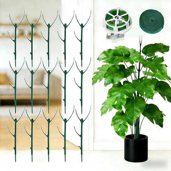 15 Pack Adjustable Plant Support Pole,Garden Stakes for Climing Plants Stem Support, Stackable Plant Accessories for Indoor Outdoor Potted Plants, Pothos, Vine, Flower Use