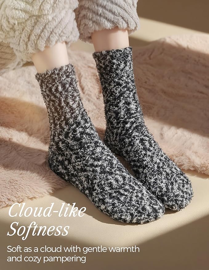 TEHOOK Warm & Cozy Valentines Gifts for Women, Fluffy Fuzzy Plush Sleeping Slipper Socks - Soft Warm Fabric