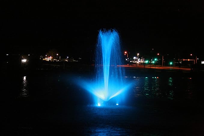 Kasco 1HP J Series Decorative RGB Fountain - 120V with 100 Ft Electric Power Cord | RGB LED Lighting | Efficient Pond Aerator Outdoor Fountain