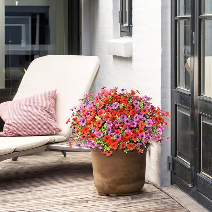 ZFProcess Artificial Flowers Faux Plants Outdoor Fake Flowers Spring Decor,12 Bundles Realistic Plastic Plant Colorful Daisy UV Resistant for Porch Patio Home Yard Garden Window Box Pot Planters