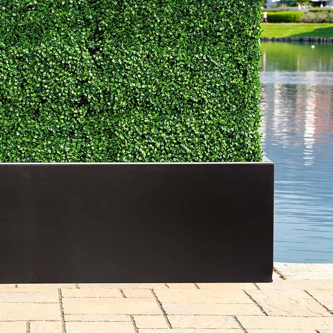 NatraHedge (44" Lx 15" W x 15" H (Black- Aluminum) Hampton Classic Wooden Planter Box Indoor and Outdoor Rectangular Garden Planter Use for Patio, Yard, Greenhouse, Vegatable, Flowers, and Herb