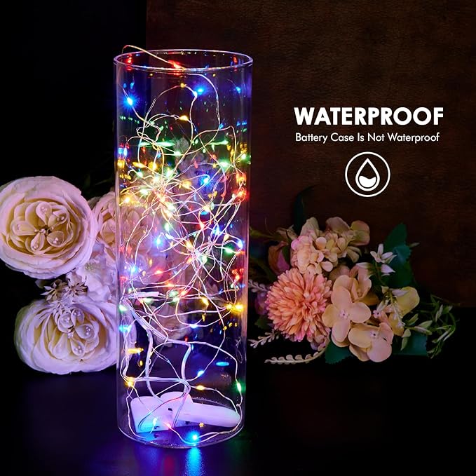 Bexdir 12 Pack Fairy Lights Battery Operated String Lights，7FT 20LED Waterproof Silver Wire Christmas Lights Outdoor,Firefly Mini Lights for Bedroom Party Birthday Wedding Home Decor