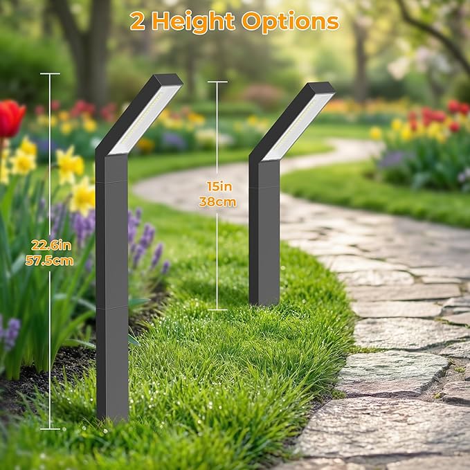 DWELLCOZY Solar Pathway Lights Outdoor 6Pack, 3 Color in 1 Auto On/Off Walkway Lights, 2 Heights, 12H Lasting, IP65 Waterproof Solar Powered Landscape Lighting for Garden, Yard, Driveway.