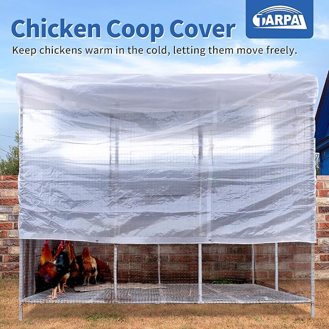 TARPAL Semi Clear Tarp 20x20ft Large Tarp Waterproof Clear Plastic Tarps with Grommets and Reinforced Edges for Patio,Porch and Outdoor Plant,Chicken Coop,Garden,Cat Litter