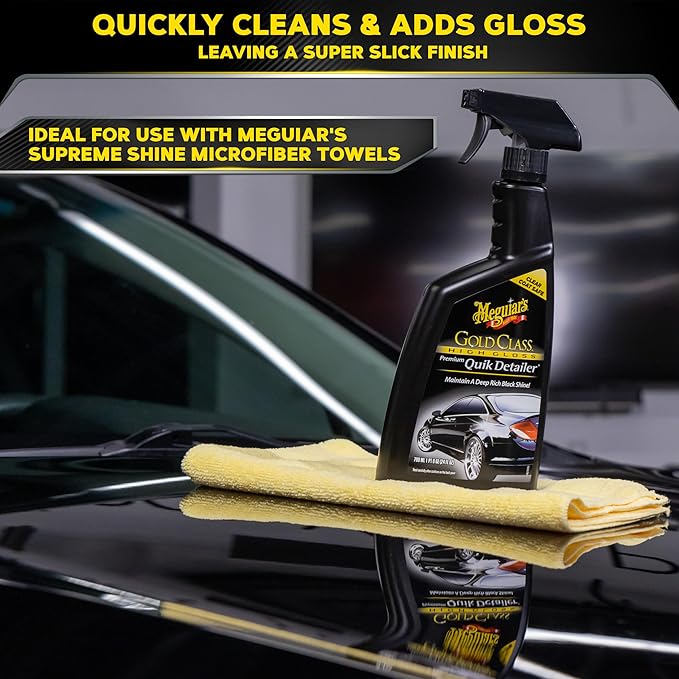 Meguiar's Gold Class High Gloss Premium Quik Detailer, High Lubricity Automotive Quick Detailer Spray that Preserves Wax and Leaves a Deep Dark Shine, 24 Oz Spray Bottle