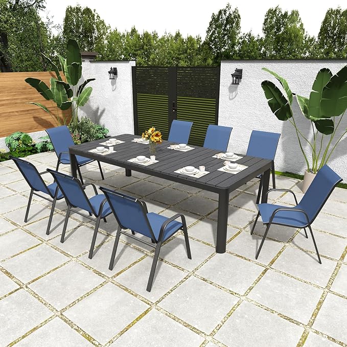Patio Chairs Set of 4, Stackable Outdoor Dining Chairs for All Weather Textilene Fabric & Metal Frame, Outdoor Chairs Set for Backyard Deck Garden