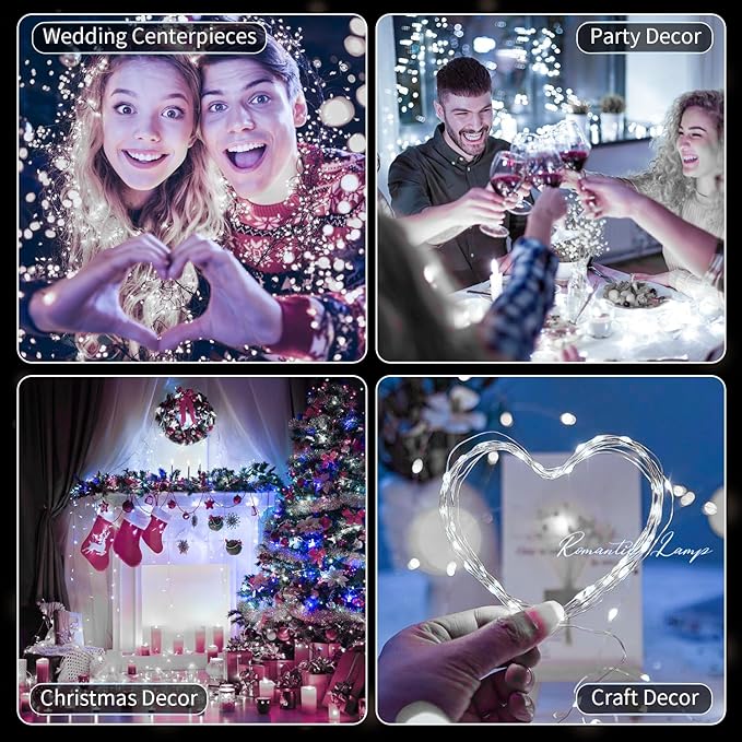 20 Pack LED Fairy Lights Battery Operated,7FT 20 LED Waterproof Mini Twinkle String Lights Battery Powered for Christmas Mason Jars Party Cool White