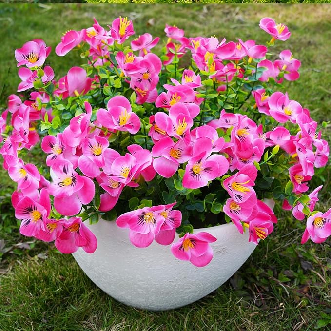 Artificial Flowers for Outdoor, 14 Bundle UV Realistic Fake Faux Plastic Flowers for Outside Indoor Porch Patio Window Box Planter Home Decor