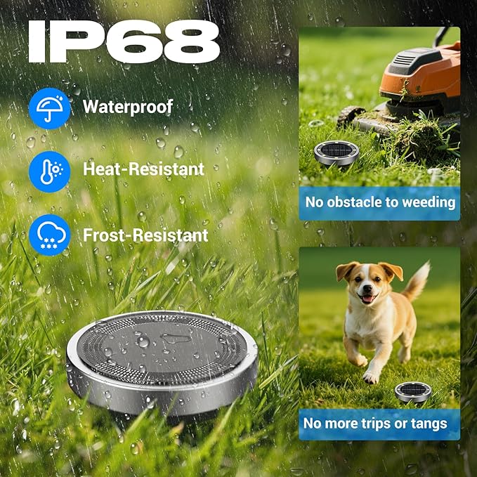 Peasur Mini Solar Ground Lights Outdoor, 4 Pack Flat Solar Powered Disc Lights, IP68 Waterproof, Anti-Rust, Landscape Lighting for Pathway Garden Yard Lawn Walkway Landscape Driveway, Blue