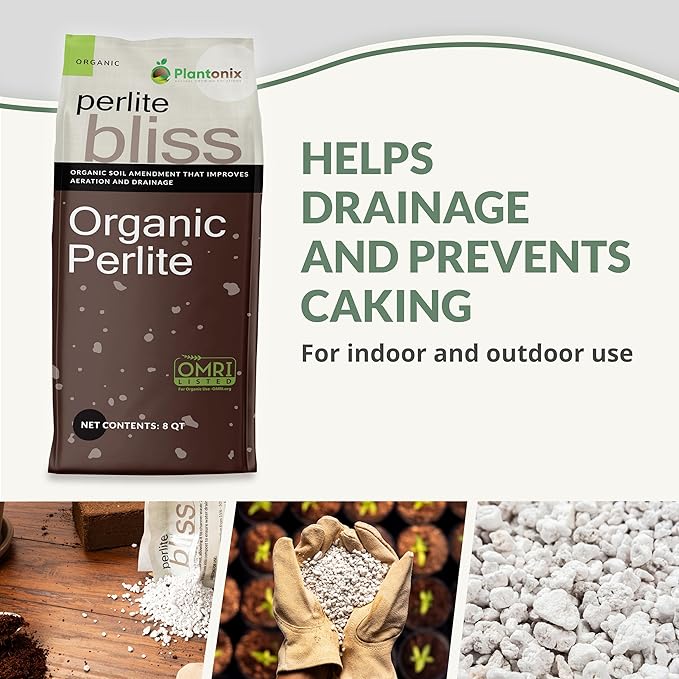 Perlite Bliss (8 Qts) - Organic Perlite for Plants Indoor Soil Amendment - Horticultural Perlite for Gardening & Seed Starting - Mix Easily with Potting Soil, Vermiculite, & Coco Coir for Plants