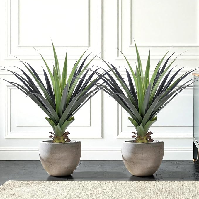 3ft Artificial Spiked Agave Plant, 36" Faux Agave Plants Indoor Small Floor Plant Perfect for Front Porch, Patio, Indoor Outdoor Home, Office Decor (Set of 2)