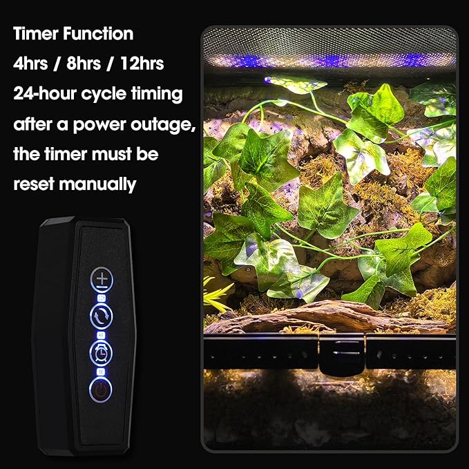 GeeKoit 12-Inch UVB Reptile Light,4H/8H/12H Timer,3 Modes Lighting,5 Level Brightness, 12W UVA UVB Lamp for Desert Tropical Animals Bearded Dragons Turtle Chameleon Tortoises Gecko Snake Frog