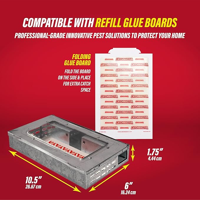 Catchmaster Multi-Catch Mouse Trap, Humane Mouse Trap Indoor for Home, Includes 1 Replaceable Glue Board, Live Catch Pest Control for Garage & Shed