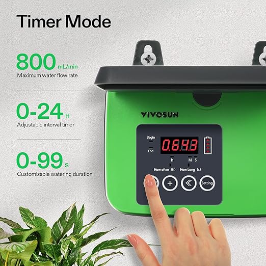 VIVOSUN Solar Automatic Drip Irrigation Kits with Timer, 3W Output, Solar Powered Auto Drip Irrigation System, 15 Pots Garden Plant Watering System, Plant Waterer Indoor Outdoor