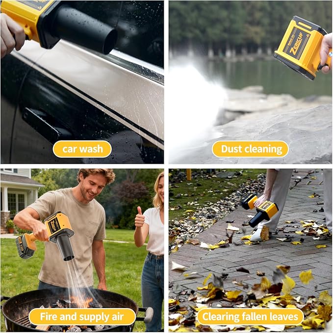 Leaf Blower Cordless with 2×4.0 Ah Battery and Charger[Battery with Outdoor LED Light+Stepless Speed Control] 21V 180MPH Handheld Electric Leaf Blower for Patio & Garden Dust Leaves CleaningCar Wash