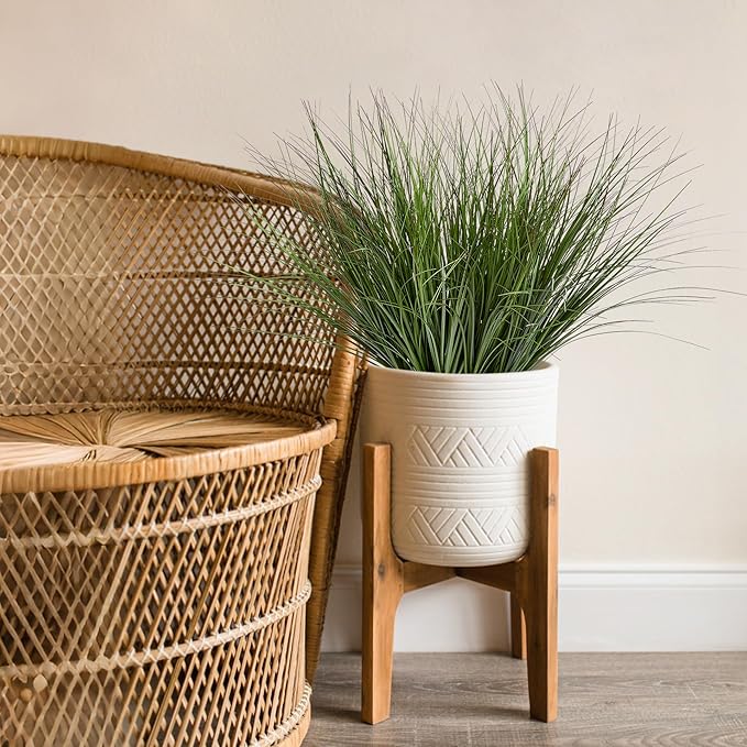 Uqueeten 32PCS 17.3" Fake Plants Artificial Wheat Grass Greenery Plastic Plants Fake Grass Artificial Plants for Outdoor Decor Artificial Grass Plant with Greenery Stems for Indoor Home Decoration