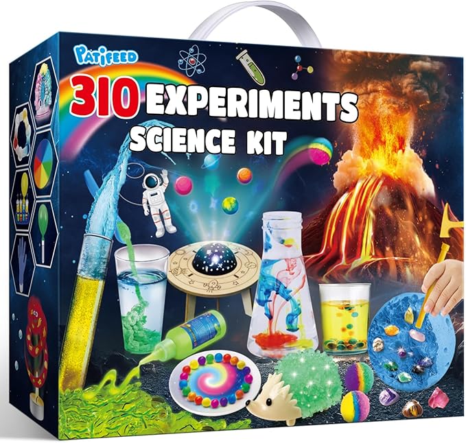 PATIFEED 310 Experiments Science Kits for Kids, S.T.E.M Scientific Projects Toys for Boys Girls Gifts Ideas Birthday Christmas, Erupting Volcano, Chemistry Set, Space Project