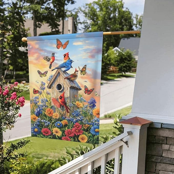 Bluebird Garden Flag 12x18 Inch Double Sided All-Weather Polyester Outdoor Flag For Patio Lawn Yard And Garden Welcome Decor