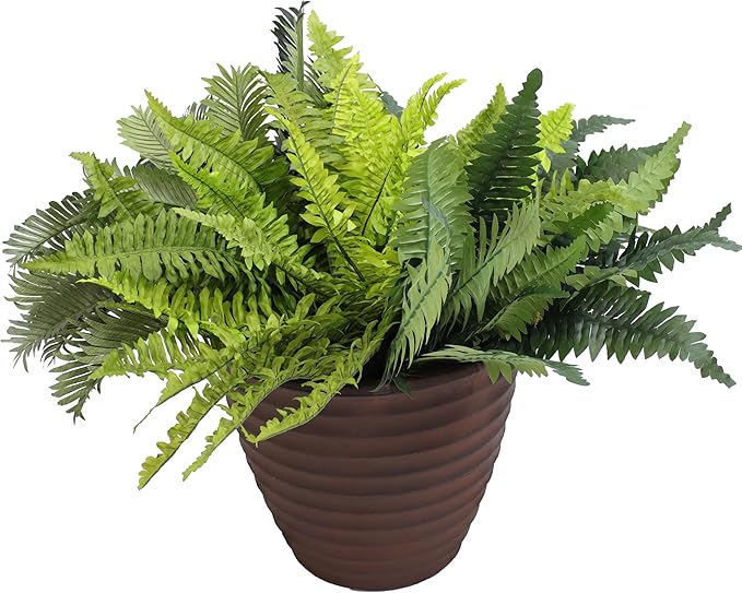 Sunnydaze Ribbed 13" Outdoor Plant Pot - Polyresin Double-Walled Planter for Indoor or Outdoor Use - Rust