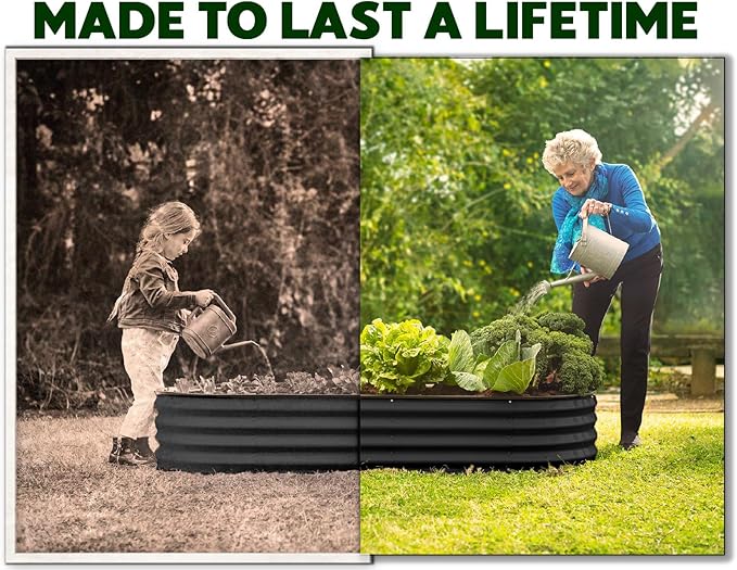 Plant & Plot Galvanized Raised Garden Beds Outdoor // 8×4×1 ft (2-Pack) Planter Raised Beds for Gardening, Vegetables, Flowers // Large Metal Garden Box // Patented Tool-Free Design (Black)