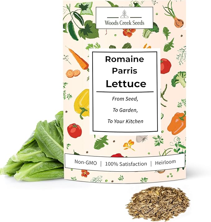 Romaine Parris White Cos Heirloom Lettuce Seeds for Planting - Over 2,700 Non-GMO Seed Pack - Beginner-Friendly Green Leaf Lettuce Seed | Woods Creek Seeds