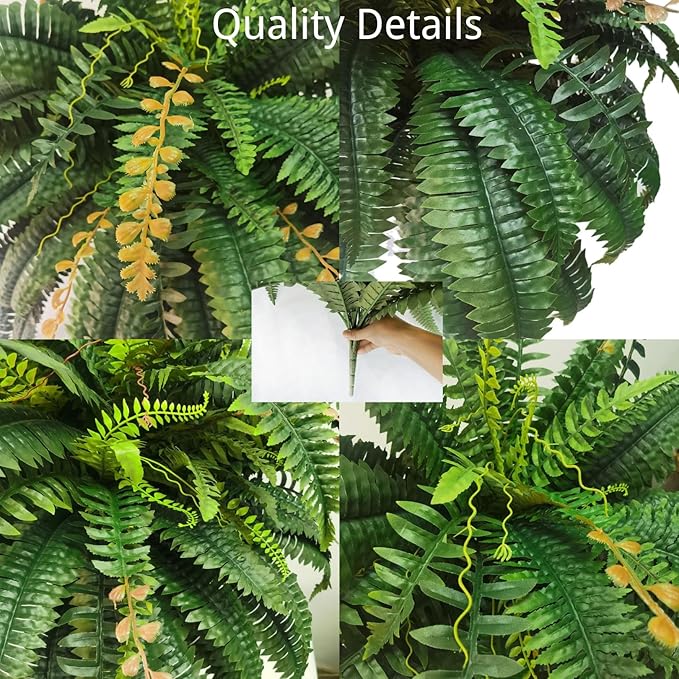 NeosCA Giant Artificial Boston Ferns for Outdoors Large,Uv Resistant Lifelike Artificial Plants Large,Faux Fern Silk Ferns That Look Real,Fake Fern for Outside Lifelike 128 Branches
