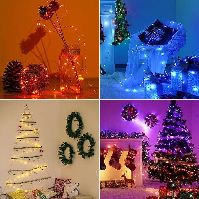 33ft 100LED Fairy Lights Battery Operated, 2 Pack 16.5ft 16 Color Changing String Lights with Remote Timer, RGB Waterproof Twinkle Lights for Indoor Outdoor Room Garden Yard Decor