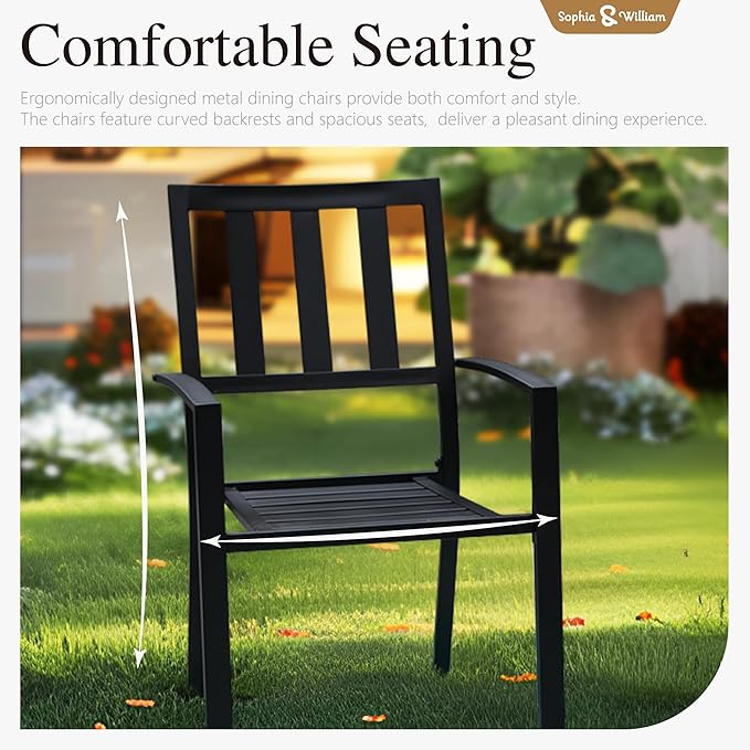 Sophia & William Patio Table and Chairs Set, Outdoor Dining Set for 8, 9 Piece Metal Patio Furniture, 99" Expandable Black Rectangular Table(Stripe)