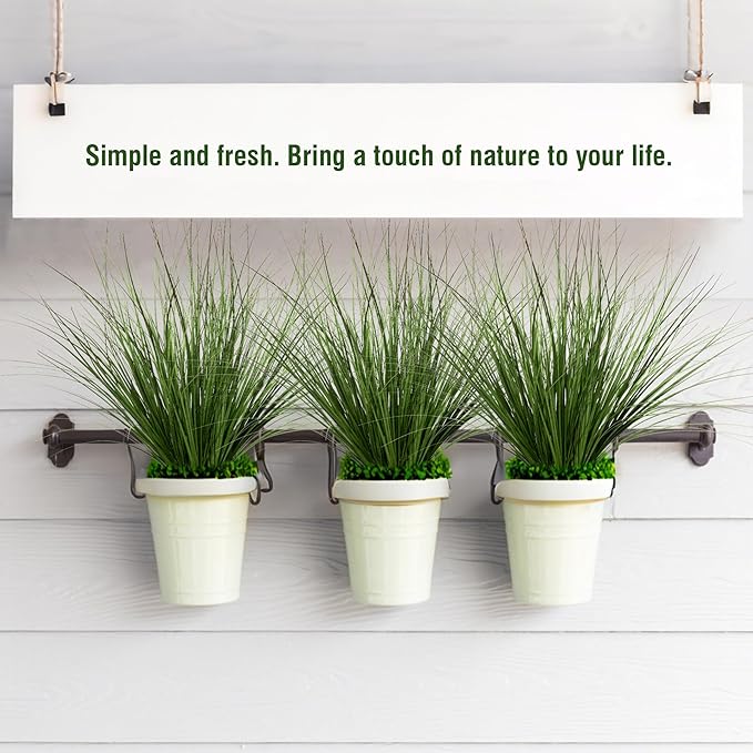 Uqueeten 8PCS 17.3" Fake Plants Artificial Wheat Grass Greenery Plastic Plants Fake Grass Artificial Plants for Outdoor Decor Artificial Flower with Greenery Stems for Indoor Home Decoration