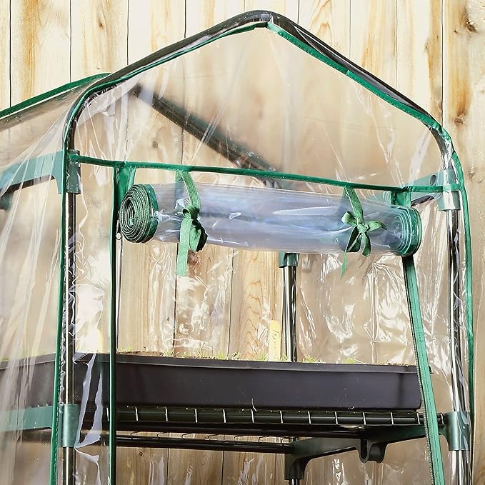 Miracle-GRO 23" x 17" x 57" All-Season 4-Tier Mini Grow House Outdoor or Backyard Easy Assembly Portable Greenhouse, Translucent