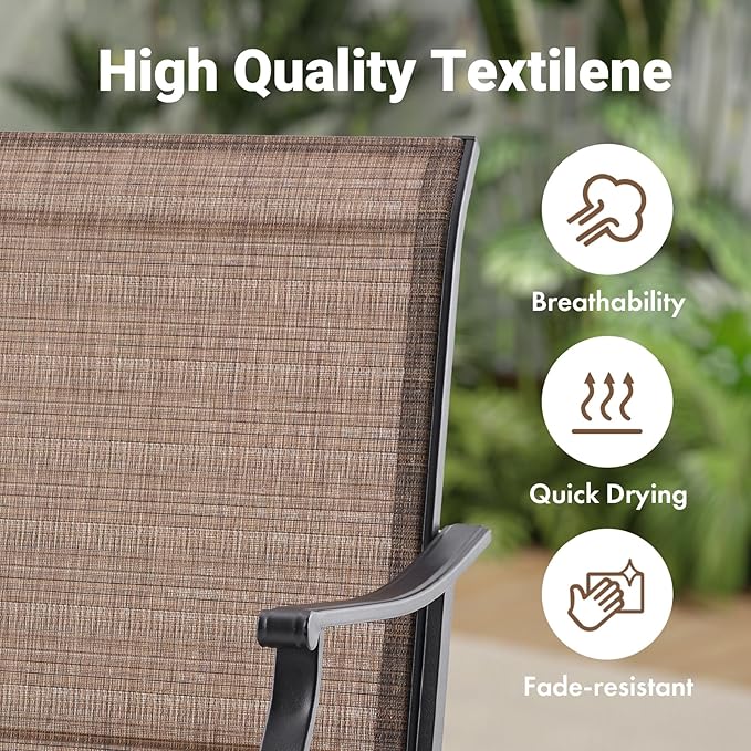 Soohow Swivel Outdoor Dining Chairs Set of 6, Patio Swivel Dining Chair with Textilene Fabric, Outdoor Metal Armchair All Weather Resistant, Ergonomic Comfort, Perfect for Patio, Backyard, Balcony