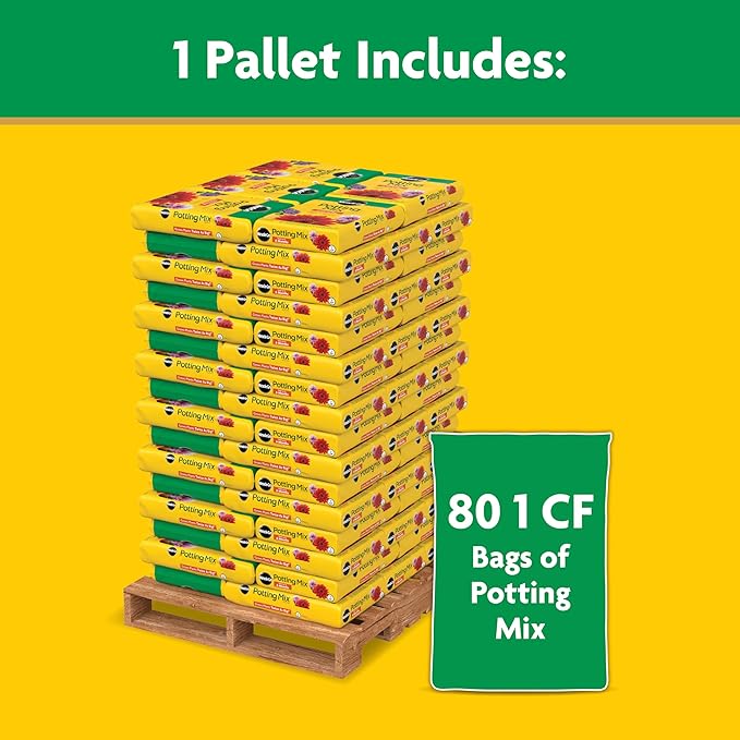 Miracle-GRO Potting Mix Bulk Pallet, for Container Plants, Flowers, Vegetables, Shrubs, Annuals, Perennials, 1 cu. ft. Bags, Pallet of 80
