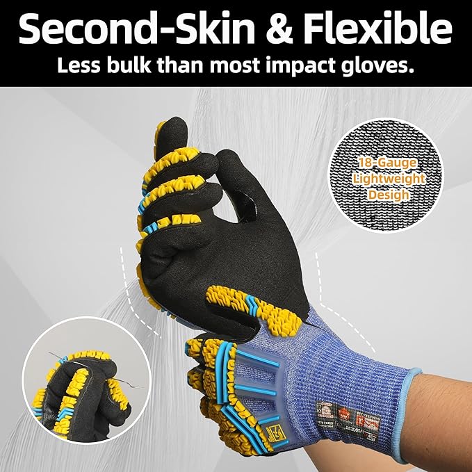 Schwer PRO-SKIN Impact Gloves with ANSI A4 Cut Reistant Protection, Flexible and Comfortable Work Gloves with Grip，Touchscreen, Used for Oil and Gas E&P，Mechanic, Construction, XL, PM3900-T