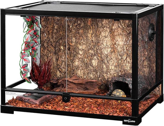 REPTI ZOO Large 34 Gallon Reptile Glass Tank,Front Opening Double Hinge Door 24" x 18" x 18", Screen Ventilation Terrarium (Backgrounds not Include)