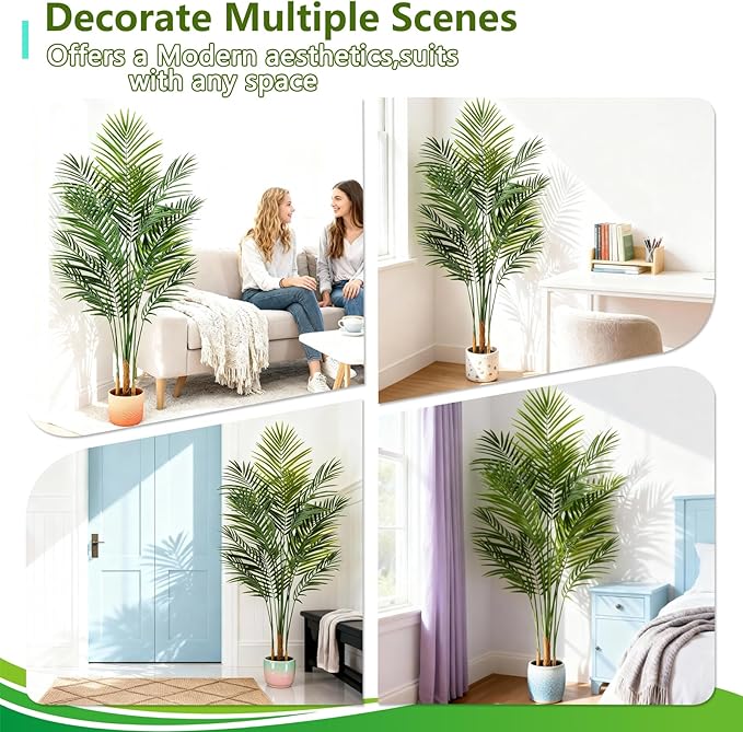 Artificial Palm Tree Indoor 5ft, Large Fake Tropical Areca Palm Tree with 13 Trunks, Faux Dypsis Lutescens Floor Plant in Pot for Indoor Outdoor Home Office Decor & Housewarming Gift
