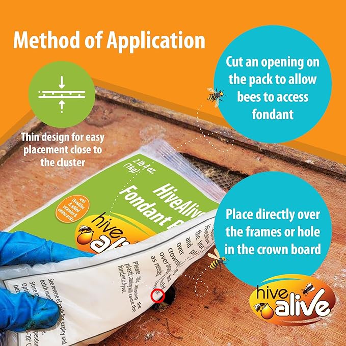 Hive Alive Fondant Bee Food Supplement – Easy to Use Feed Enhancer Prevents Starvation During Overwintering – Only Fondant with Hive Alive Proven to Increase Bee Gut Health and Boost Production-15Pack