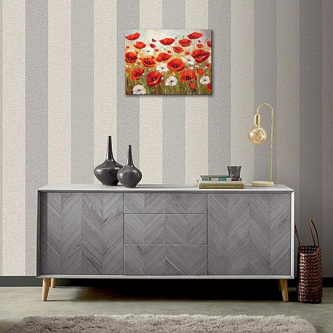 FUNHUA Flower Wall Art Red Floral Canvas Wall Art Flower Pictures Wall Decor Colorful Flower Canvas Painting Modern Artwork for Living room Bedroom Bathroom 12"x16" Framed