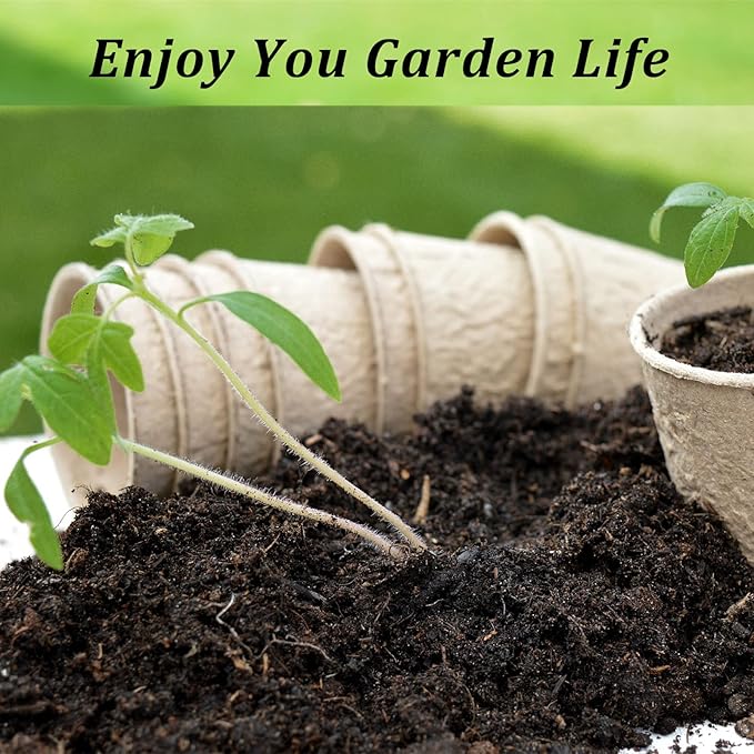 FDGARDEN 100 Pack 3 inches Biodegradable Seedling Peat Pots for Plants Seed Starter, Indoor Planting Cups for Seedlings with 100 Pack Plant Markers