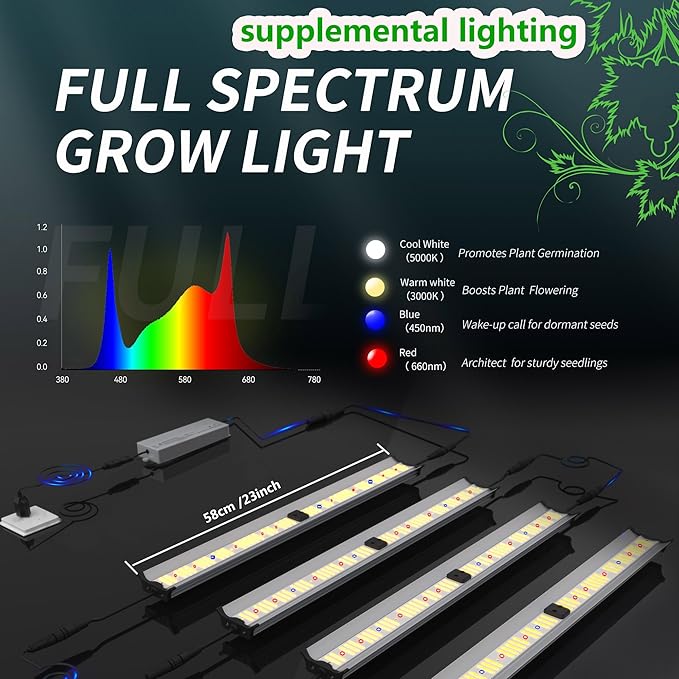 FARMLITE Grow Light Bars Full Spectrum Led Grow Lamps Grow Lights for Indoor Plants Dimmable Daisy Chain for Grow Lights Supplemental Lighting for Grow Tent (240watts)
