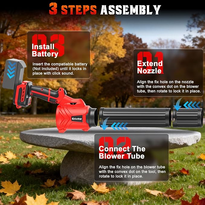 Cordless Leaf Blower Snow Blower for Milwaukee 18V, 160-MPH Handheld Mini Turbo Blowers with 180°Rotatable Head, 6-Speed, Power Display, Battery Powered Blower for Leaves/Snow/Dust(No Battery)