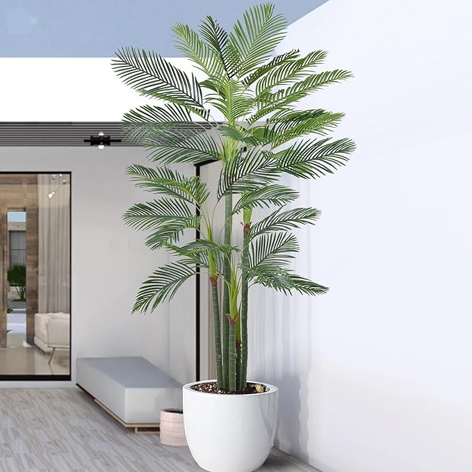 Artificial Palm Tree 9FT(108in) Tall Faux Tree with Large Trunks and 35 Realistic Leaves, Fake Tropical Floor Potted Artificial Plants for Home Office Living Room Indoor Decor (9feet,1Pack)