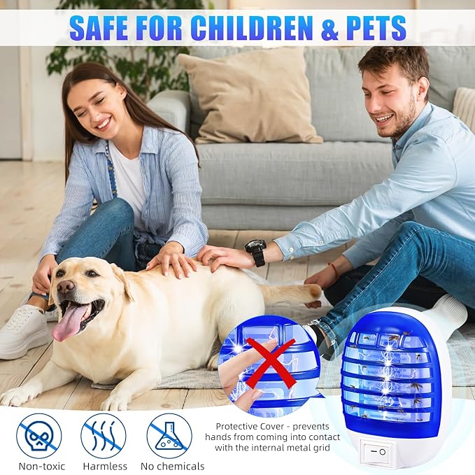 6 Pack Plug in Bug Zapper, Electronic Mosquito Zappers Indoor Bug Zapper Plug in for Flying Insect Automatic Mosquito Trap with Led Light for Patio, Bedroom, Kitchen, Office