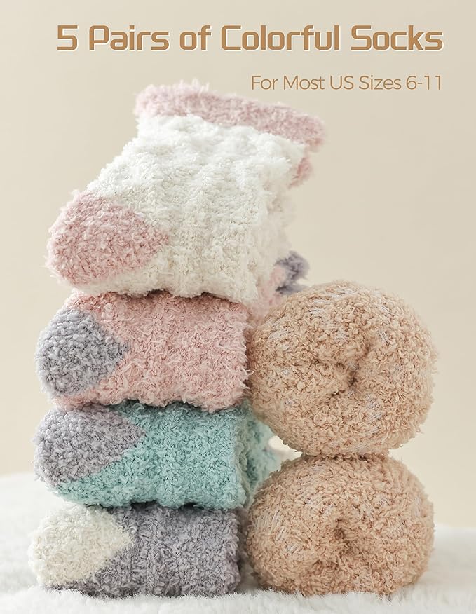 TEHOOK Warm & Cozy Valentines Gifts for Women, Fluffy Fuzzy Plush Sleeping Slipper Socks - Soft Warm Fabric